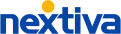 Nextiva logo: blue text, yellow flame.